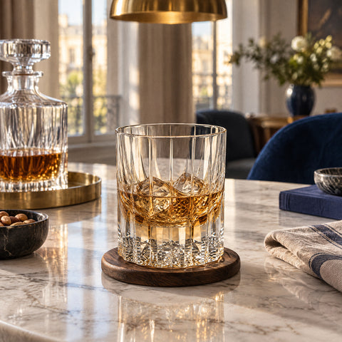 Cristal Taillé Verre à Whisky, mise en situation à table