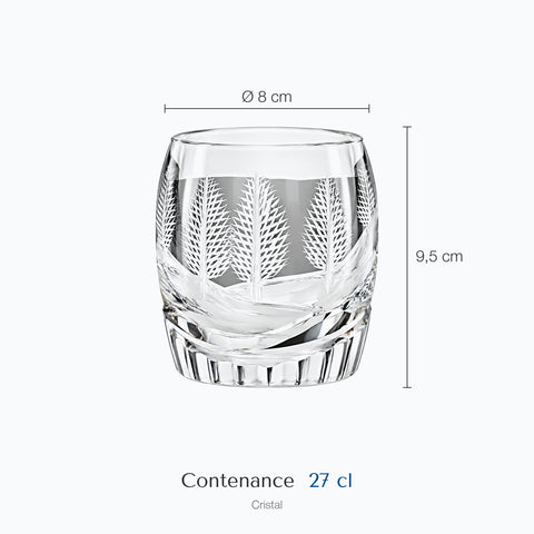 Dimensions : Verre à Whisky Cristal Japonais (hauteur 9,5 cm, diamètre 8 cm, contenance 27 cl)