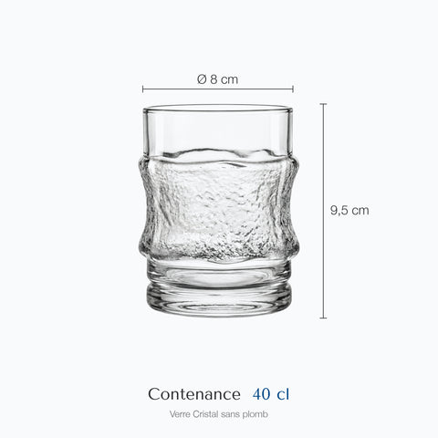 Dimensions : Verre à Whisky Japonais Mirage · Kori (hauteur 9,5 cm, diamètre 8 cm, contenance 40 cl)