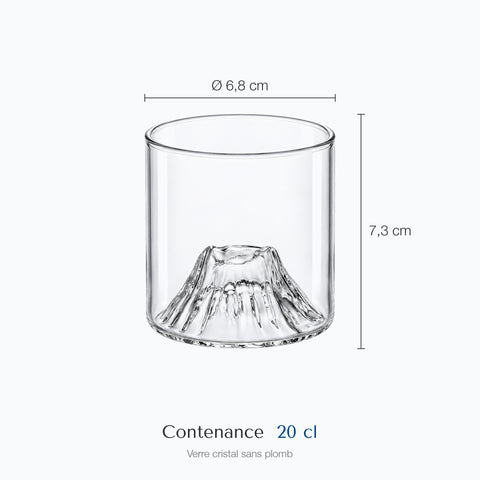Dimensions : Verre à Whisky Mont Fuji · Sengen (hauteur 7,3 cm, diamètre 6,8 cm, contenance 20 cl)