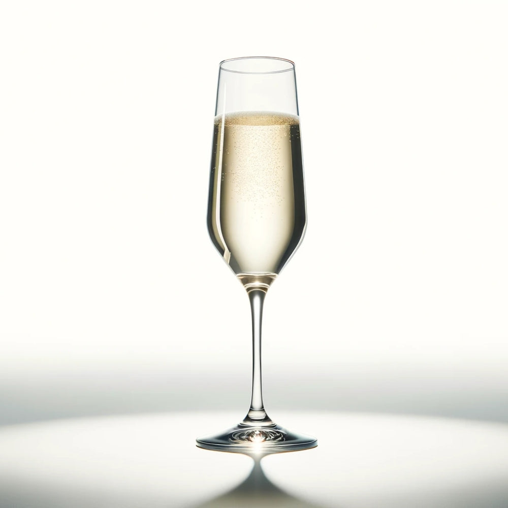 verre a champagne dans un fond blanc professionel